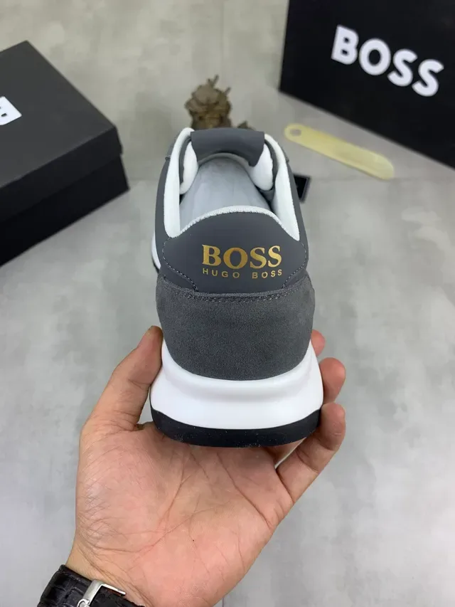 Hugo Boss Gray Suede and Leather Lace-Up Lifestyle Sneakers 3