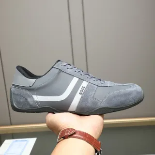 Hugo Boss Gray Suede and Synthetic Lace-Up Lifestyle Sneaker
