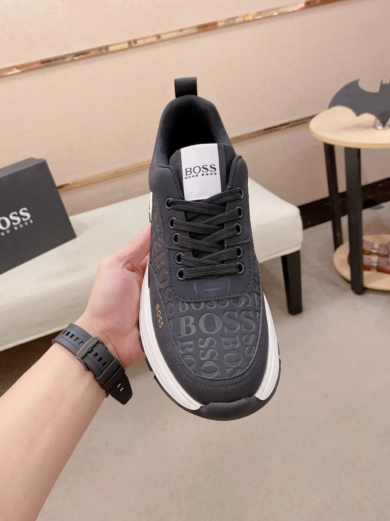 Hugo Boss Monogram Black and White Lifestyle Sneakers 4
