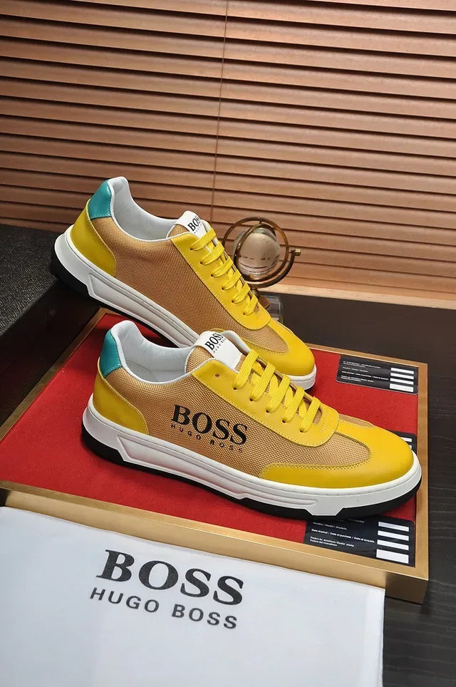 Hugo Boss হলুদ এবং সোনালি মেশ-সিন্থেটিক লো-টপ লাইফস্টাইল স্নিকার 4