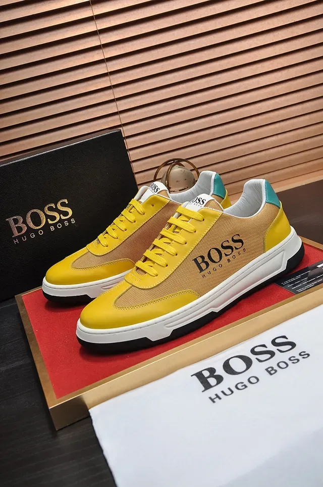 Hugo Boss হলুদ এবং সোনালি মেশ-সিন্থেটিক লো-টপ লাইফস্টাইল স্নিকার 6