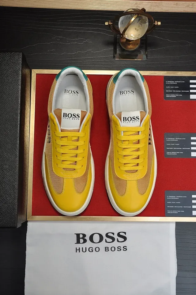Hugo Boss হলুদ এবং সোনালি মেশ-সিন্থেটিক লো-টপ লাইফস্টাইল স্নিকার 7