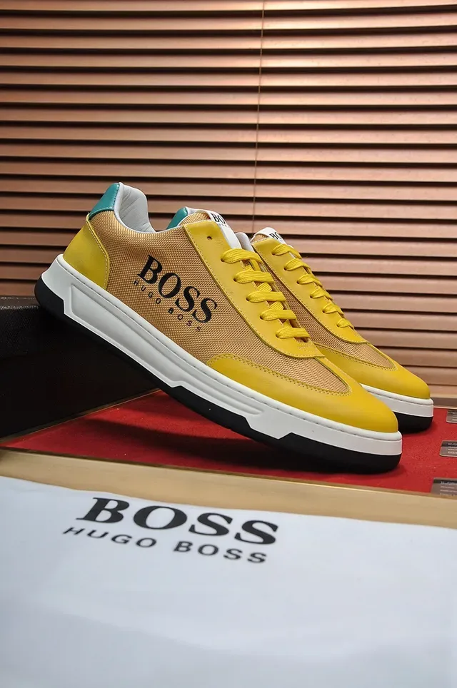 Hugo Boss হলুদ এবং সোনালি মেশ-সিন্থেটিক লো-টপ লাইফস্টাইল স্নিকার 8