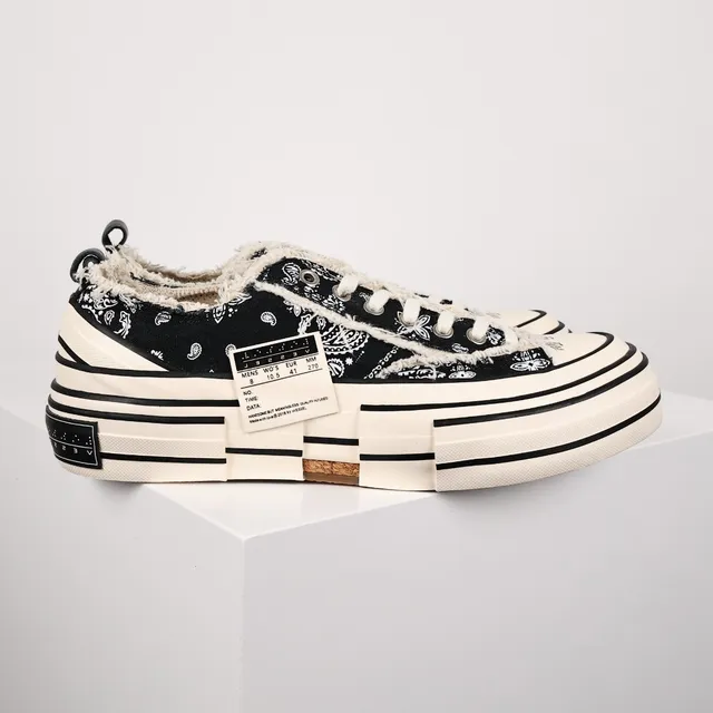 JW Anderson Bandana Sneaker Black White Canvas Frayed Raw-Edge Collar Lifestyle Sneakers 3
