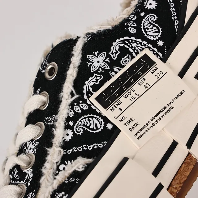 JW Anderson Bandana Sneaker Black White Canvas Frayed Raw-Edge Collar Lifestyle Sneakers 6