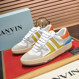 Lanvin Multicolor Striped Mixed-Material Cupsole Sneakers