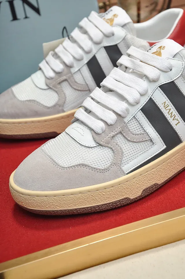 Lanvin Blancos y Grises Low-Top Zapatillas Lifestyle con Materiales Mixtos 2