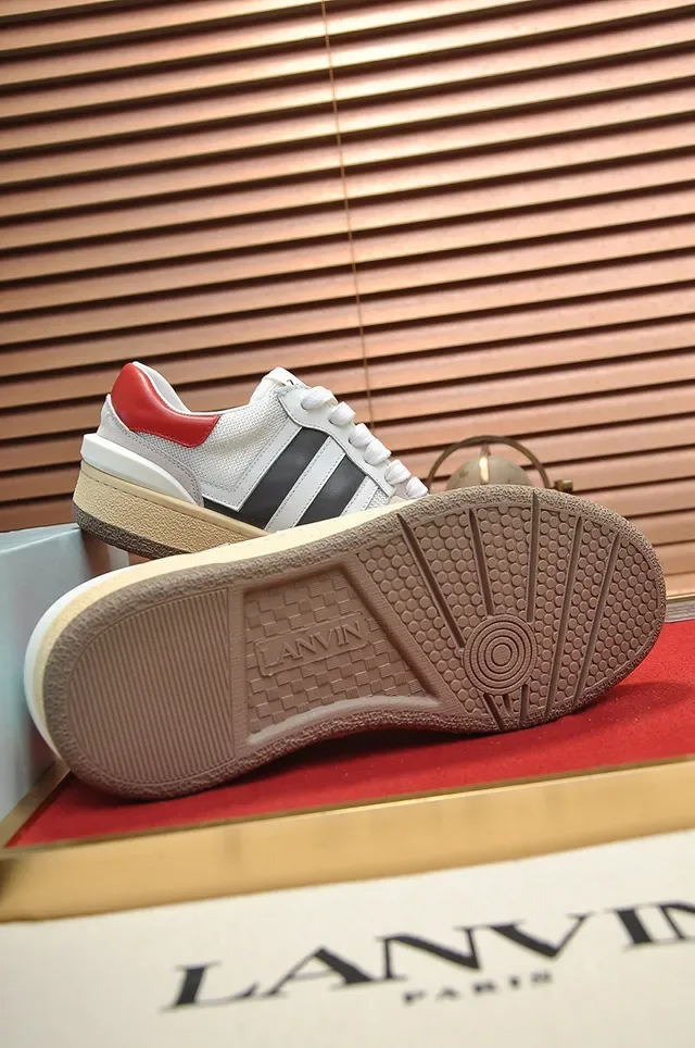 Lanvin Blancos y Grises Low-Top Zapatillas Lifestyle con Materiales Mixtos 4