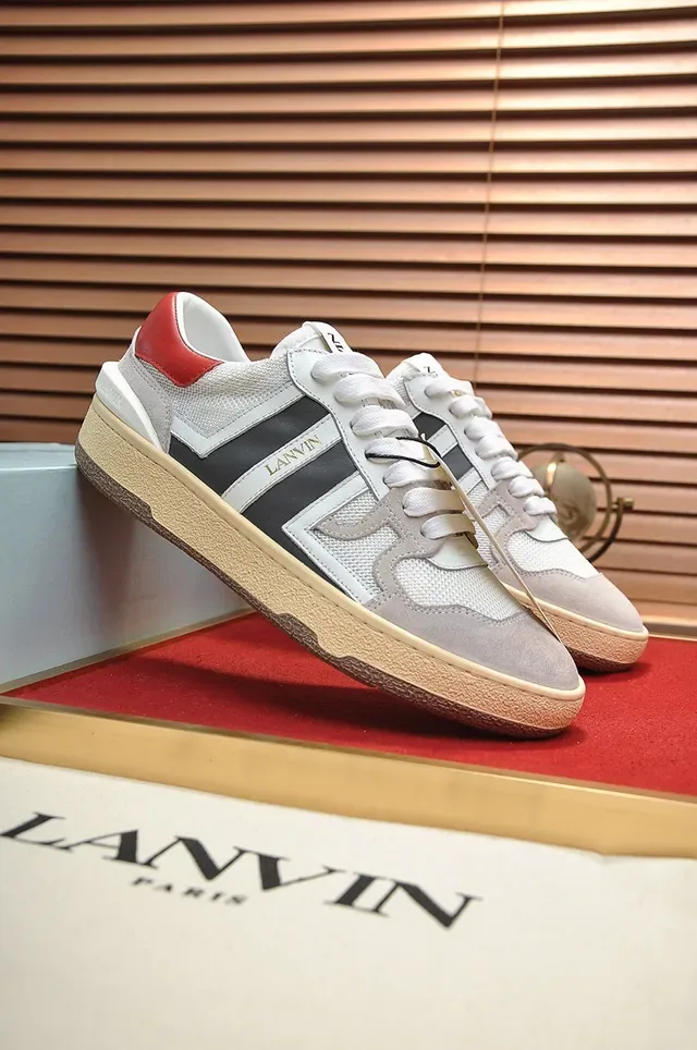 Lanvin Blancos y Grises Low-Top Zapatillas Lifestyle con Materiales Mixtos 8