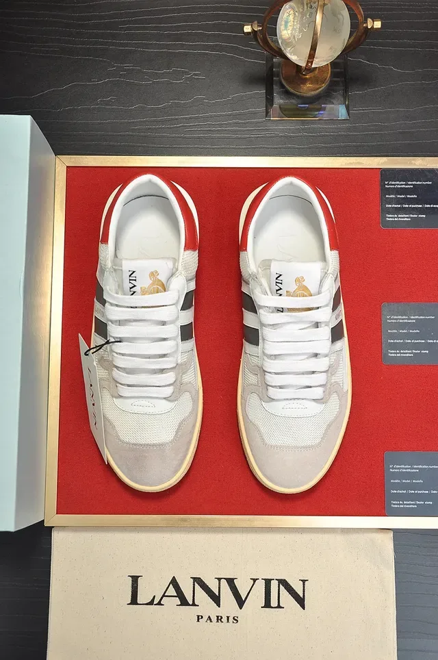 Lanvin Blancos y Grises Low-Top Zapatillas Lifestyle con Materiales Mixtos 9