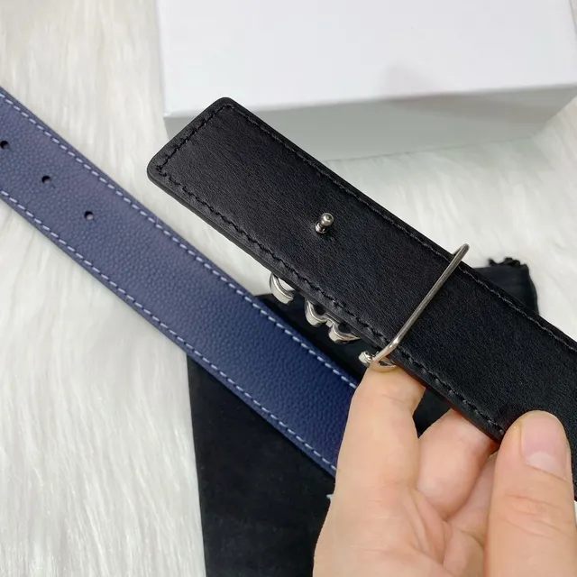 Loewe Anagram Belt Navy White 压纹 对比缝线 皮革腰带 4