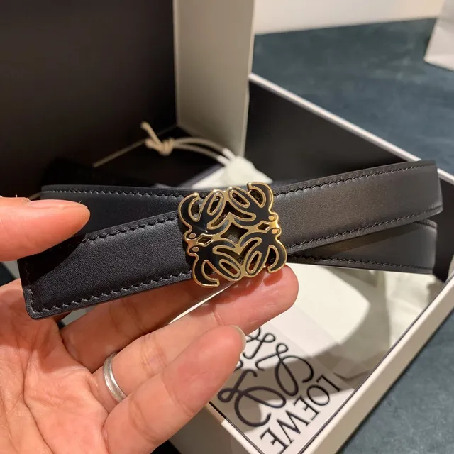 Loewe Anagram حزام جلد أسود 7