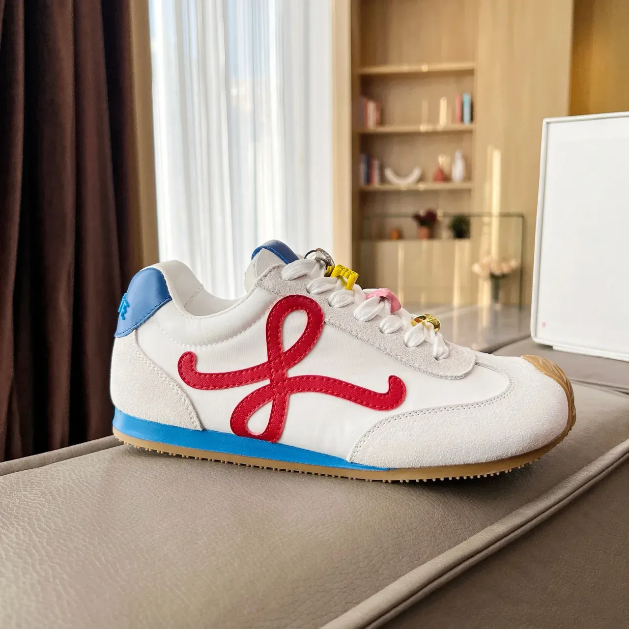 Loewe Flow Runner White Red Blue Anagram Lifestyle Sneakers 3
