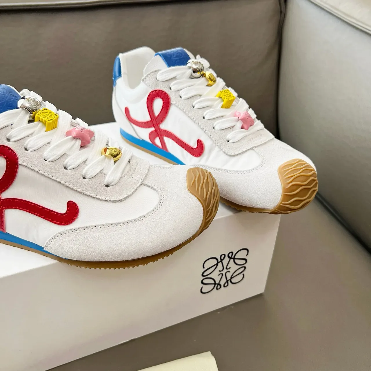 Loewe Flow Runner White Red Blue Anagram Lifestyle Sneakers 4