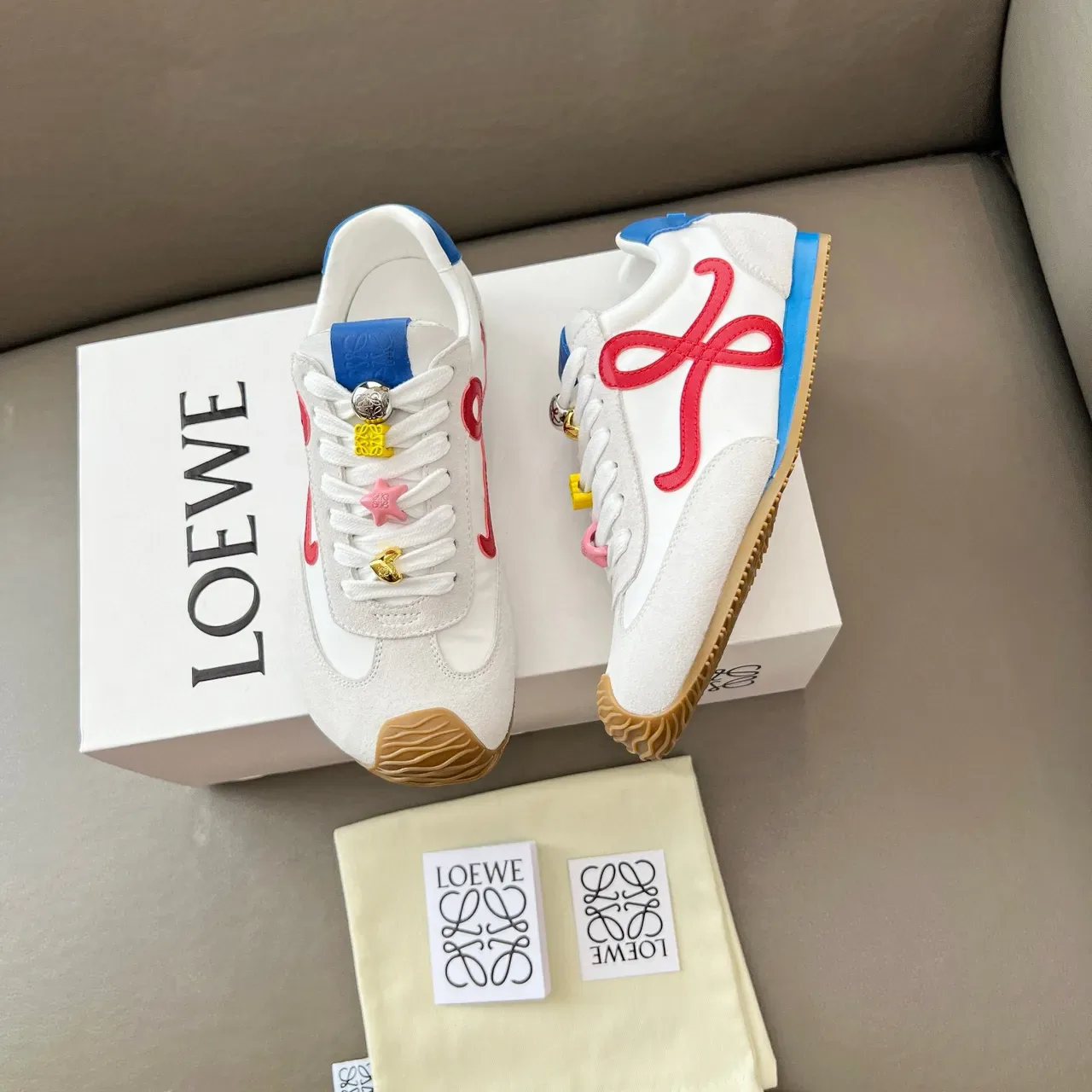 Loewe Flow Runner White Red Blue Anagram Lifestyle Sneakers 7