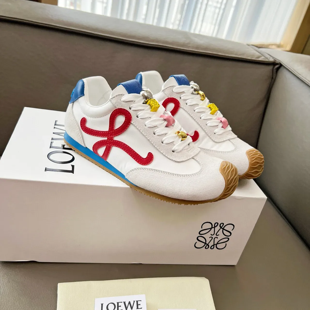 Loewe Flow Runner White Red Blue Anagram Lifestyle Sneakers 8