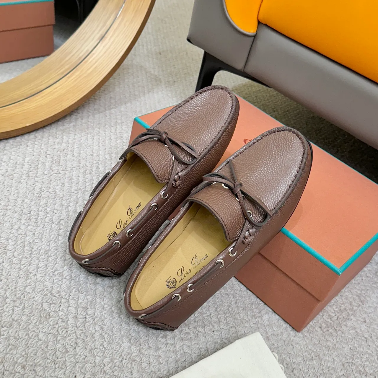 لويفي LP Dots Walk حذاء مكاسين بني جلد مقشر 8