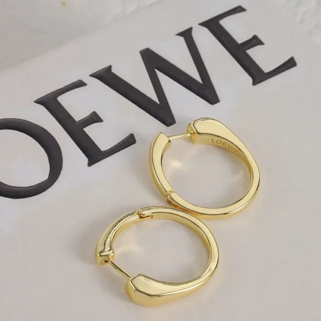 Loewe Silver Gold Minimalist Hinged Hoop Earrings 3