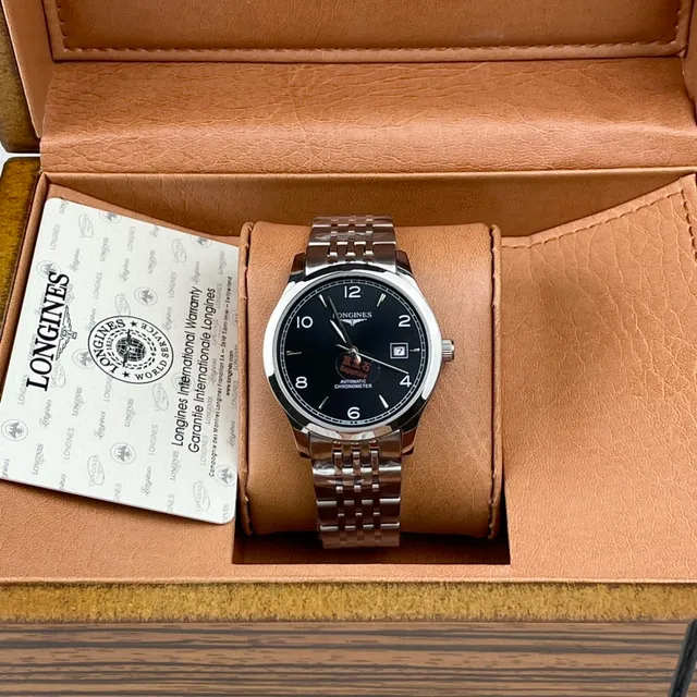 Longines montre noire argent cadran classique robe mécanique 3