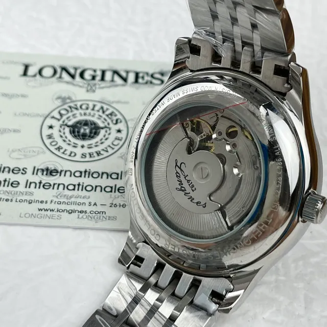 Longines montre noire argent cadran classique robe mécanique 5