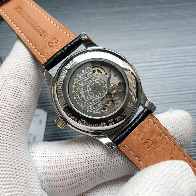 Longines Master Collection Moonphase সাদা ডায়াল বাদামি চামড়া যান্ত্রিক ঘড়ি 5