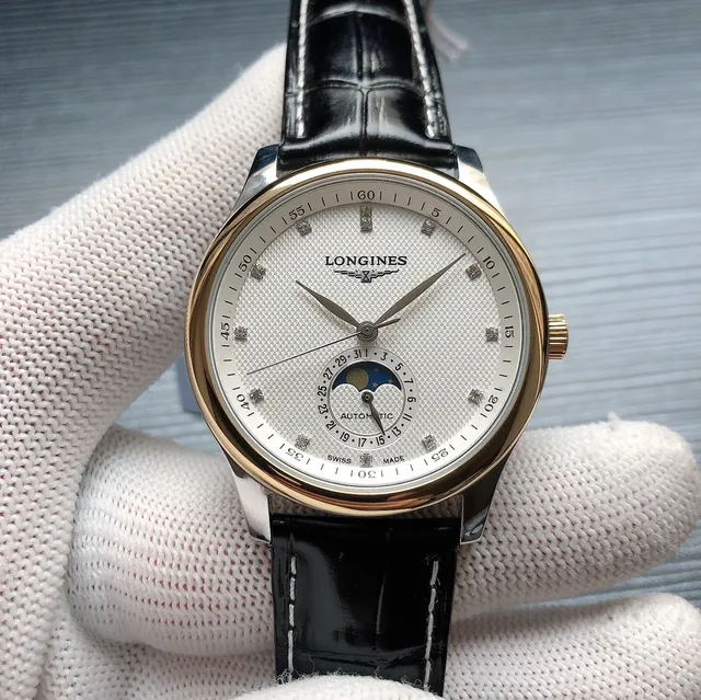 Longines Master Collection Moonphase সাদা ডায়াল বাদামি চামড়া যান্ত্রিক ঘড়ি 7