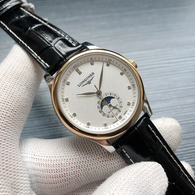 Longines Master Collection Moonphase সাদা ডায়াল বাদামি চামড়া যান্ত্রিক ঘড়ি 8