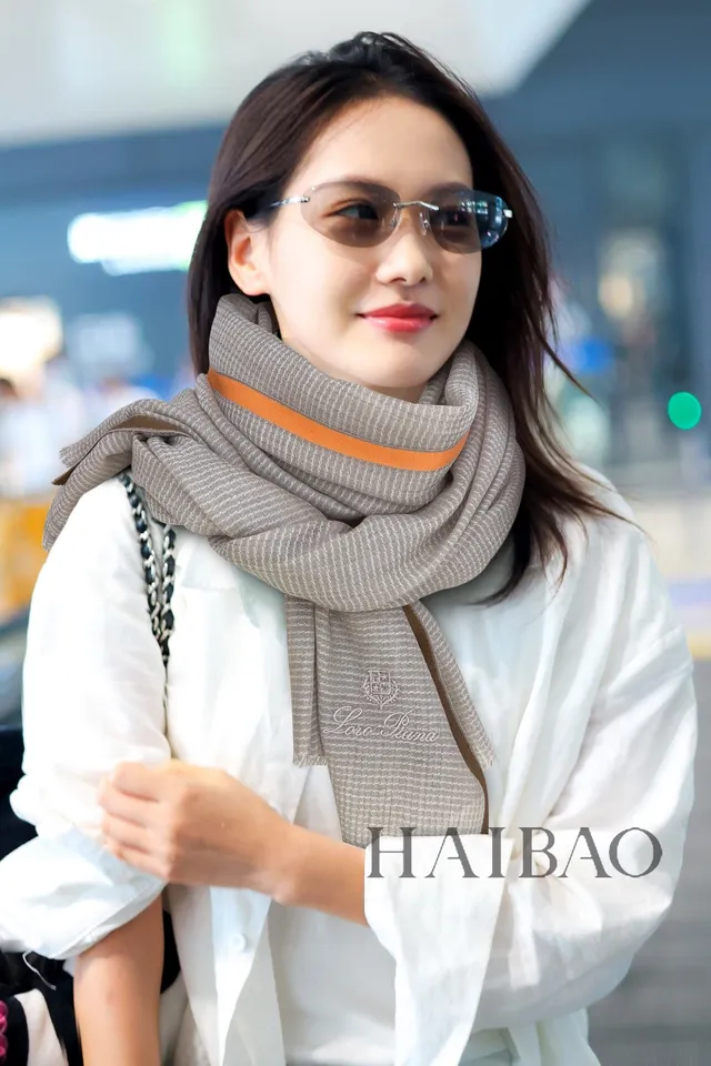 Loro Piana Beige Orange Tissé Brodé Logo Cachemire Écharpe 2