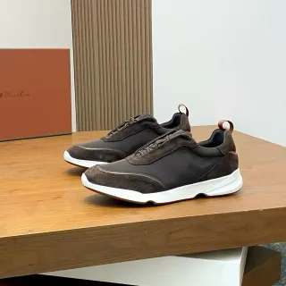 Loro Piana 棕色和黑色麂皮套脚生活方式运动鞋