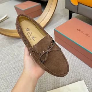 Loro Piana LP Dots Walk mocassins de camurça marrom