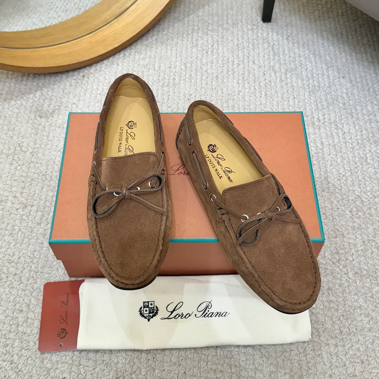 Loro Piana LP Dots Walk mocassins en daim marron 2