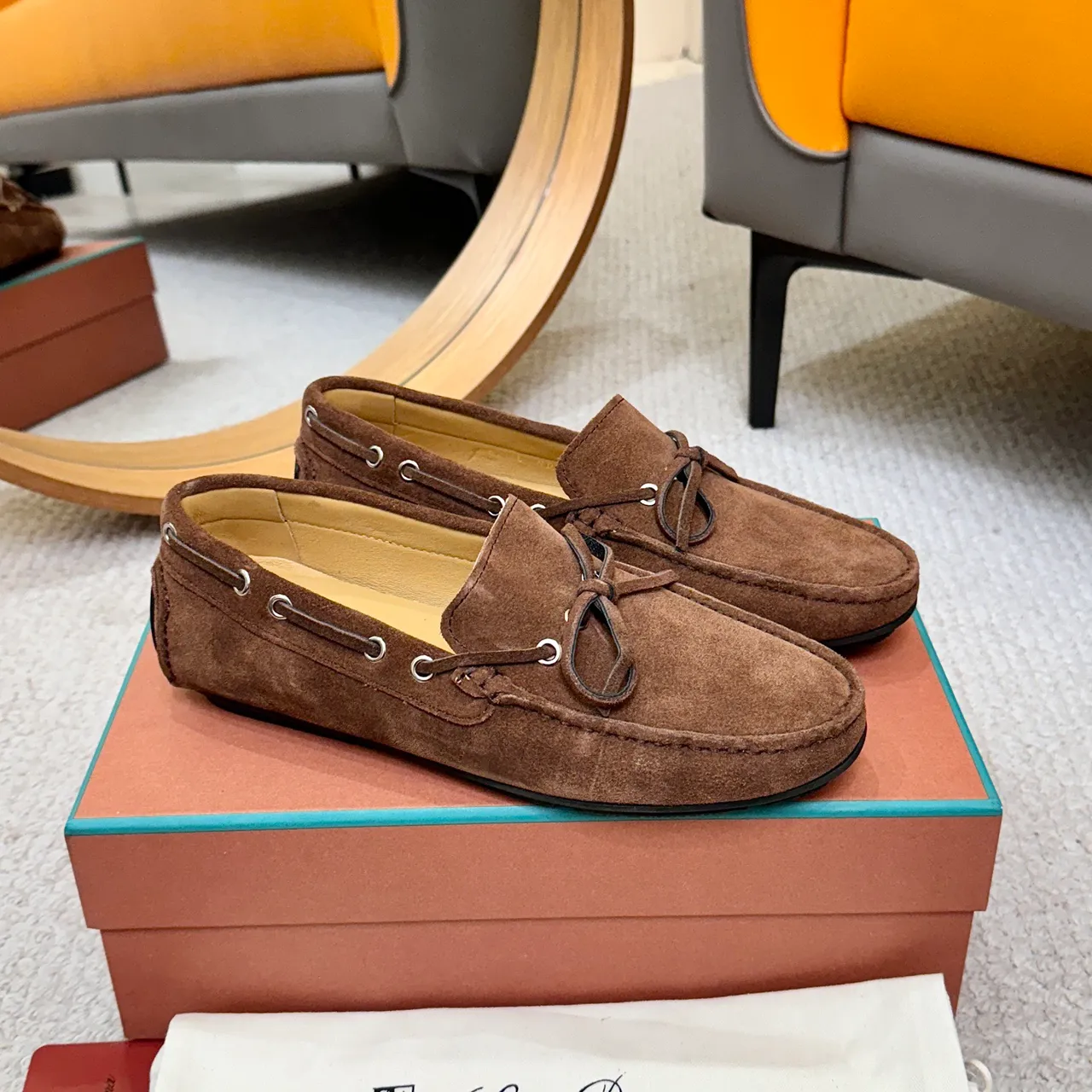 Loro Piana LP Dots Walk mocassins en daim marron 4