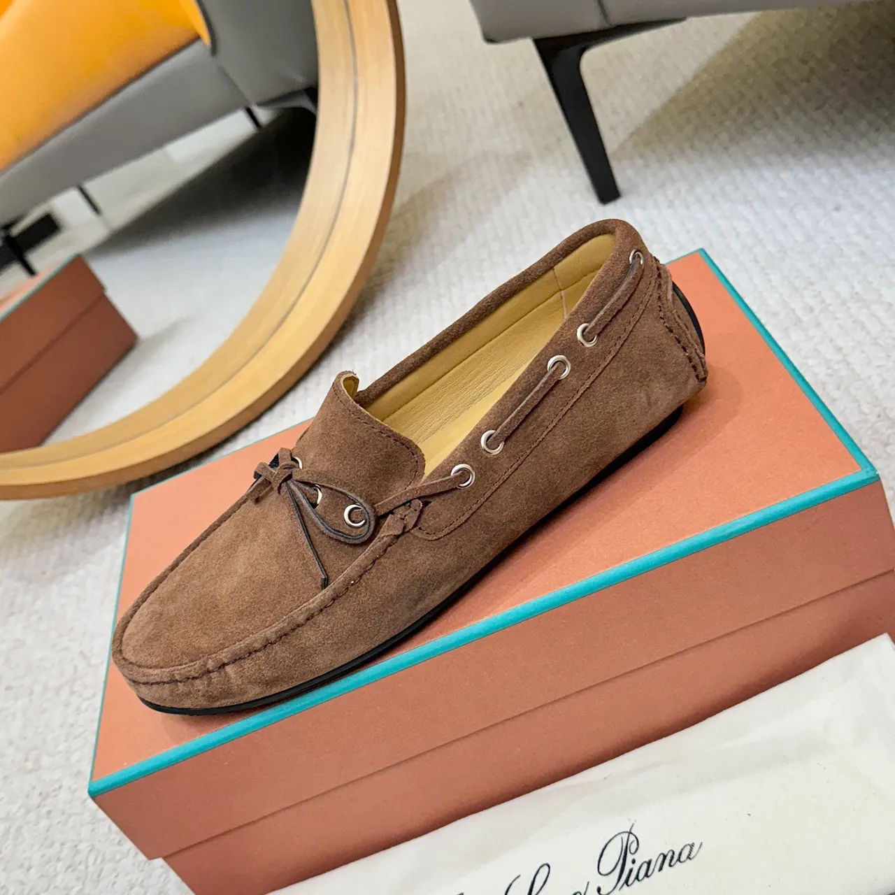 Loro Piana LP Dots Walk mocassins en daim marron 6