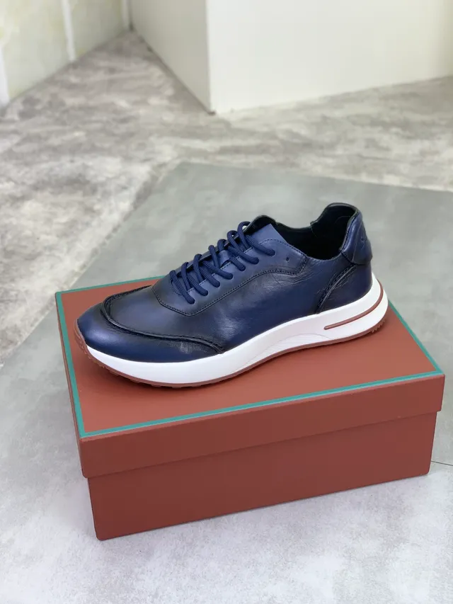 Loro Piana Paseo de Verano Mocasín de Cuero Navy 4
