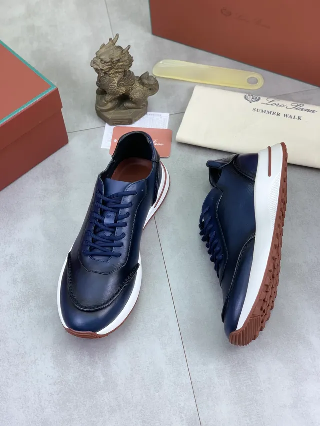 Loro Piana Paseo de Verano Mocasín de Cuero Navy 5