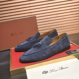 Loro Piana টাসেল লোফার নেভি ব্ল্যাক সুয়েড ডিটেল লোফার