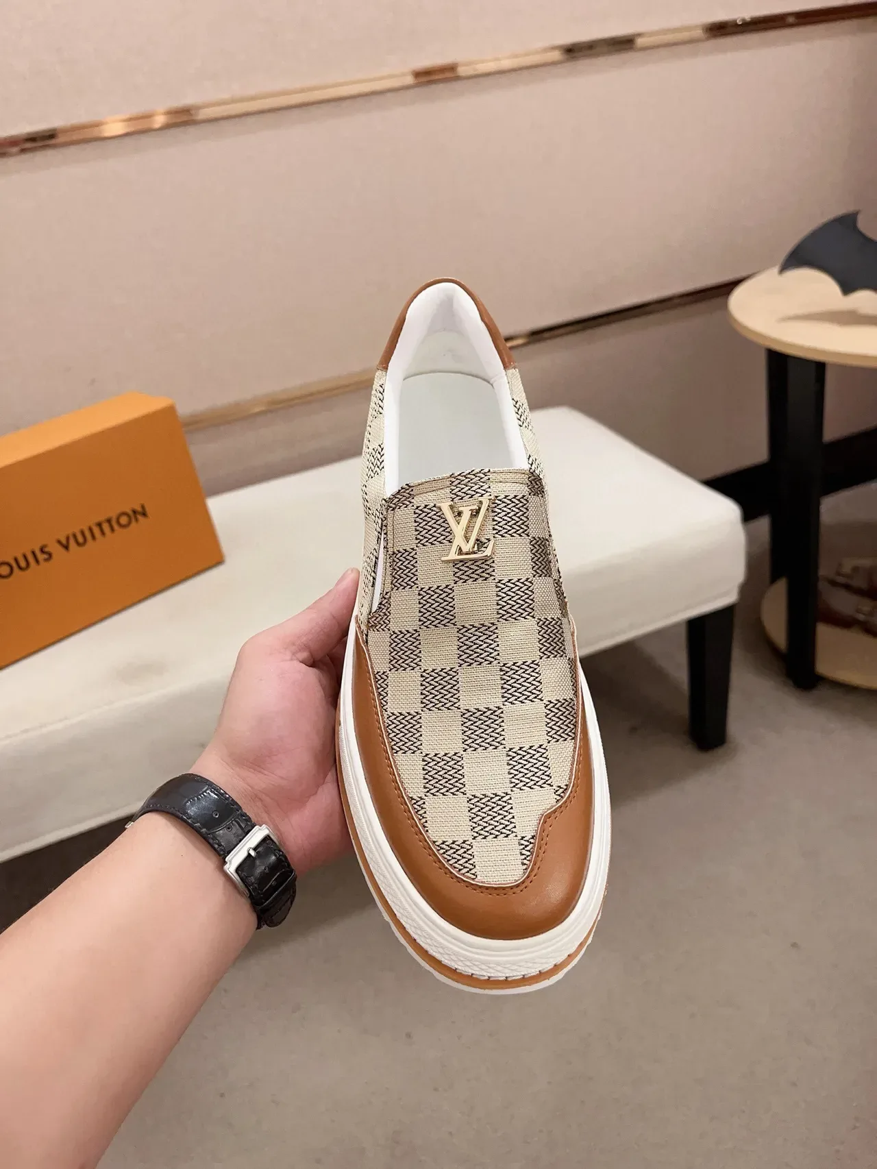 Louis Vuitton Beige Brown Slip-On Monogram Canvas Lifestyle Sneakers 2