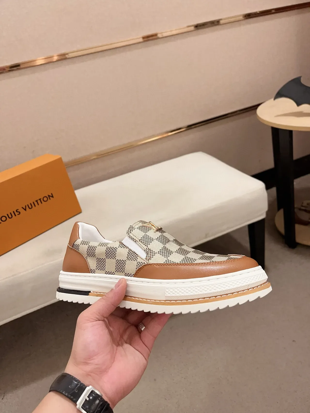 Louis Vuitton Beige Brown Slip-On Monogram Canvas Lifestyle Sneakers 4