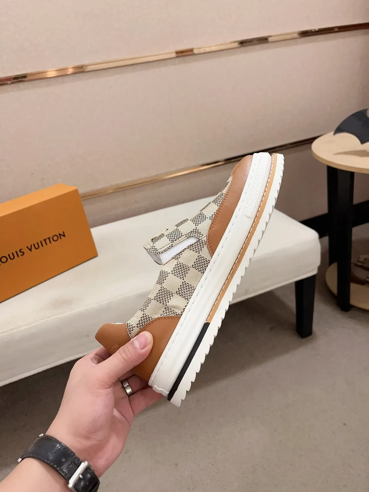 Louis Vuitton Beige Brown Slip-On Monogram Canvas Lifestyle Sneakers 5