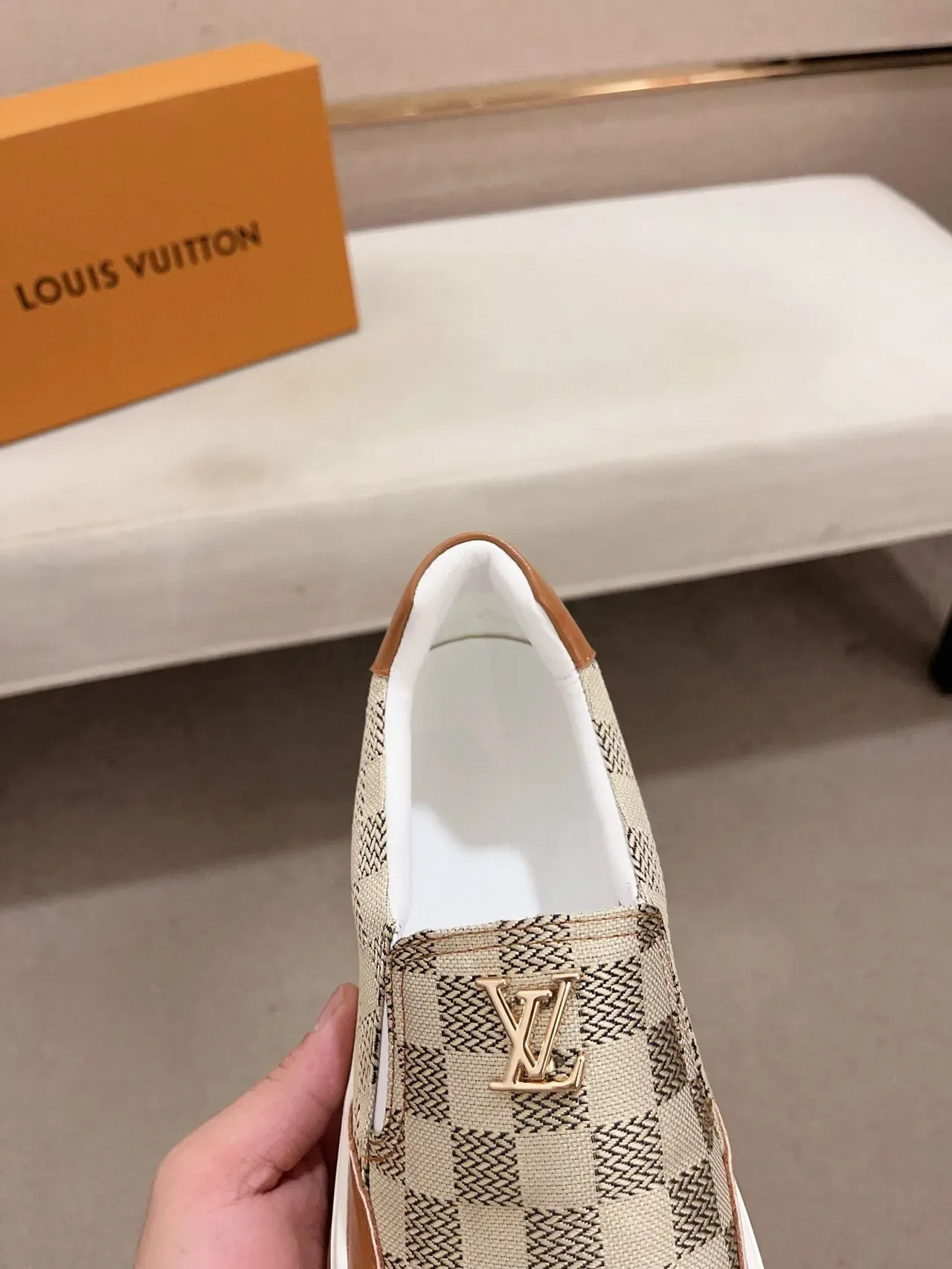 Louis Vuitton Beige Brown Slip-On Monogram Canvas Lifestyle Sneakers 6