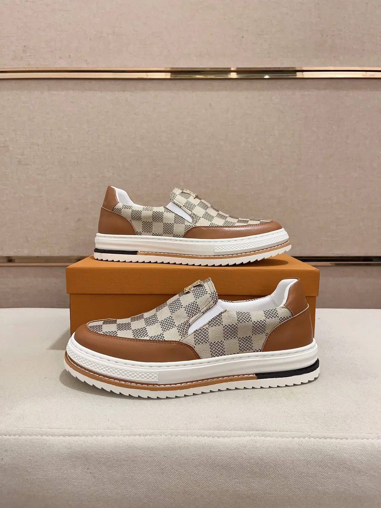 Louis Vuitton Beige Brown Slip-On Monogram Canvas Lifestyle Sneakers 7