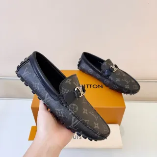 Louis Vuitton Black Brown Monogram Canvas Pebble Sole Loafer