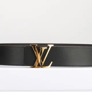 Louis Vuitton 黑色金色光滑 LV Monogram 扣皮带