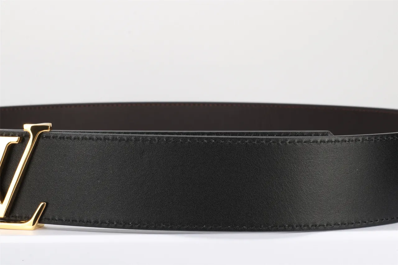 Louis Vuitton حزام جلدي أسود ذهبي ناعم مع إبزيم LV Monogram 7