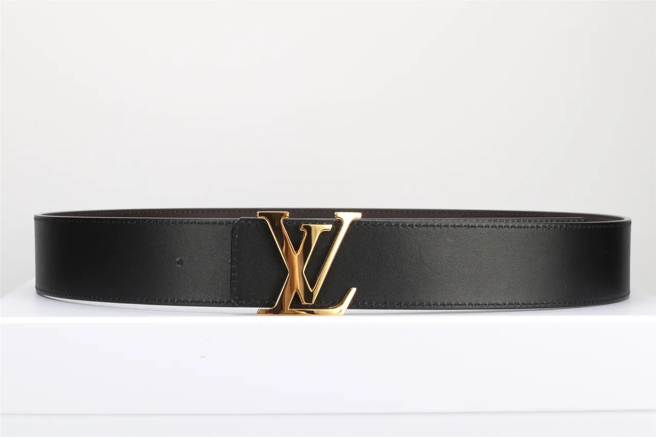 Louis Vuitton حزام جلدي أسود ذهبي ناعم مع إبزيم LV Monogram 11