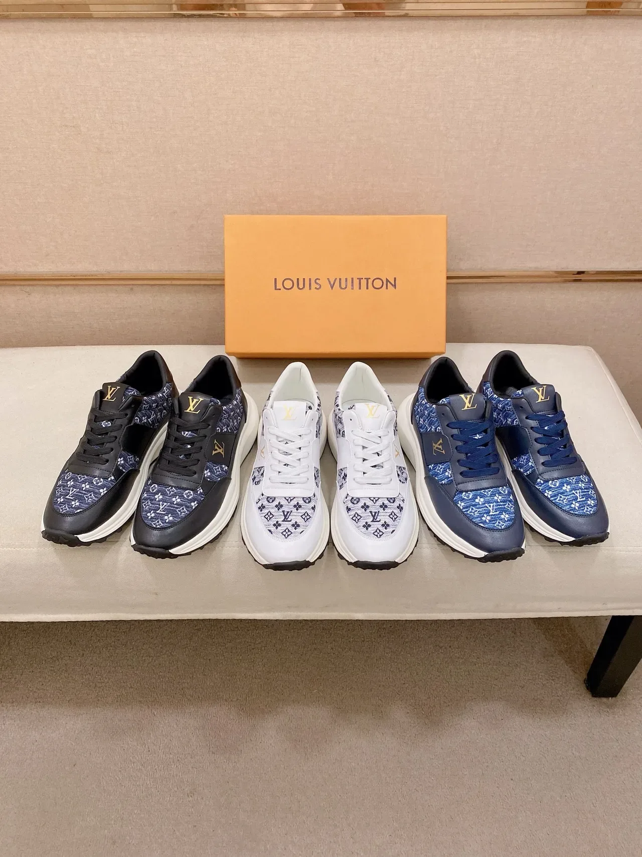 Louis Vuitton Black Navy Monogram Textile Leather Overlays Lifestyle Sneakers 2