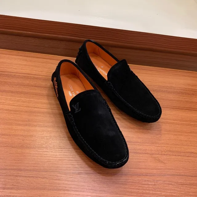 Louis Vuitton Black Orange Suede Upper Monogrammed Vamp Loafer 2