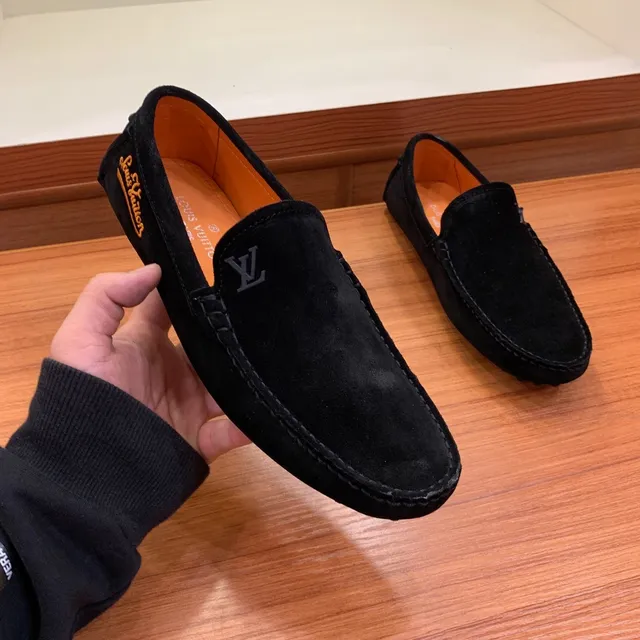 Louis Vuitton Black Orange Suede Upper Monogrammed Vamp Loafer 4