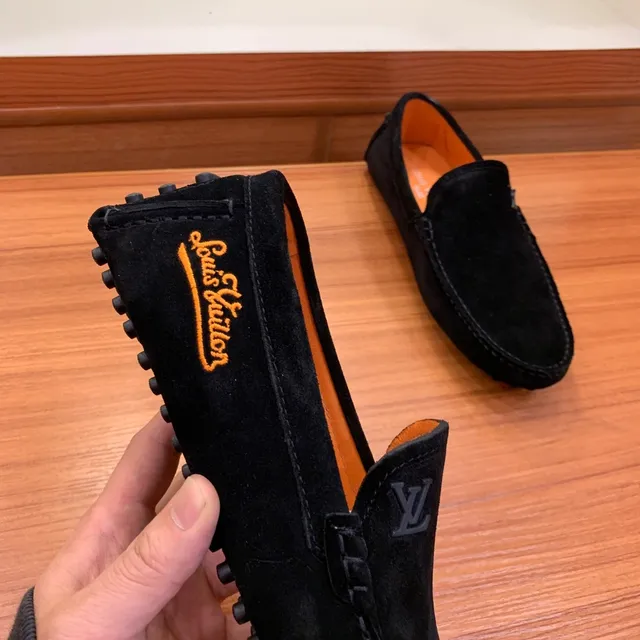 Louis Vuitton Black Orange Suede Upper Monogrammed Vamp Loafer 5