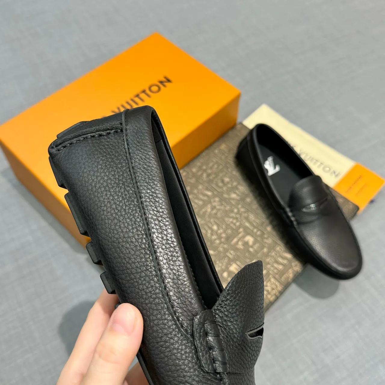 Louis Vuitton Black Pebbled Leather Penny Loafer 3